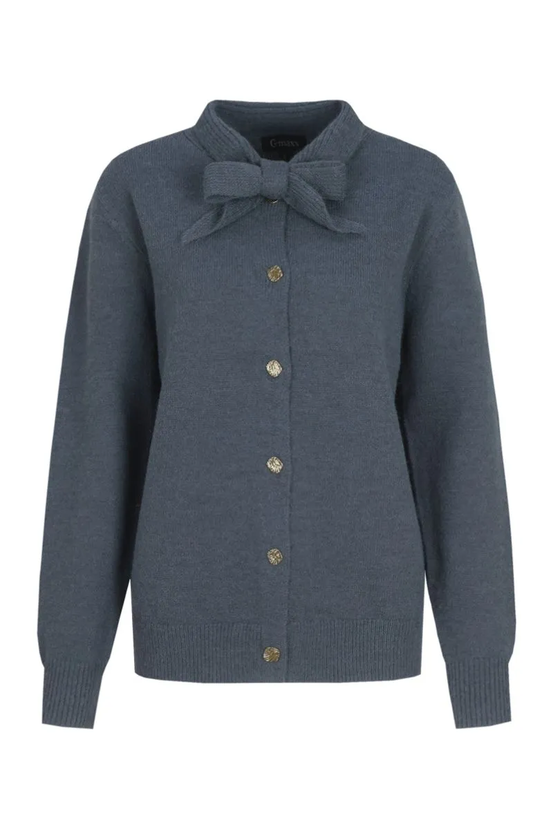G-maxx Liora Knitting Cardigan Dark Jeans Blue, gebreide cardigan in donker jeansblauw